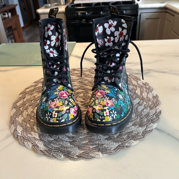 Dr. Martens Black Floral Lace-Up Boots - Picture 10 of 10